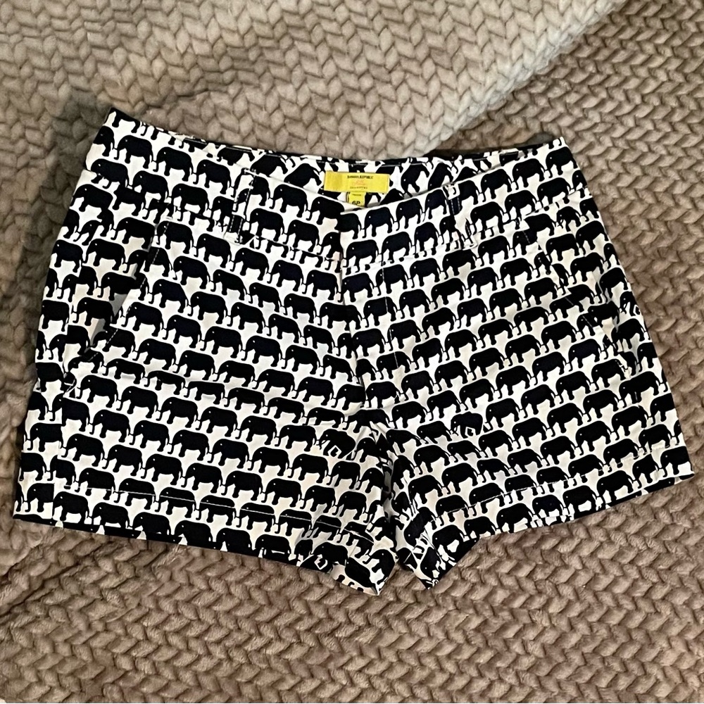 Milly collab with Banana Republic Elephant print shorts